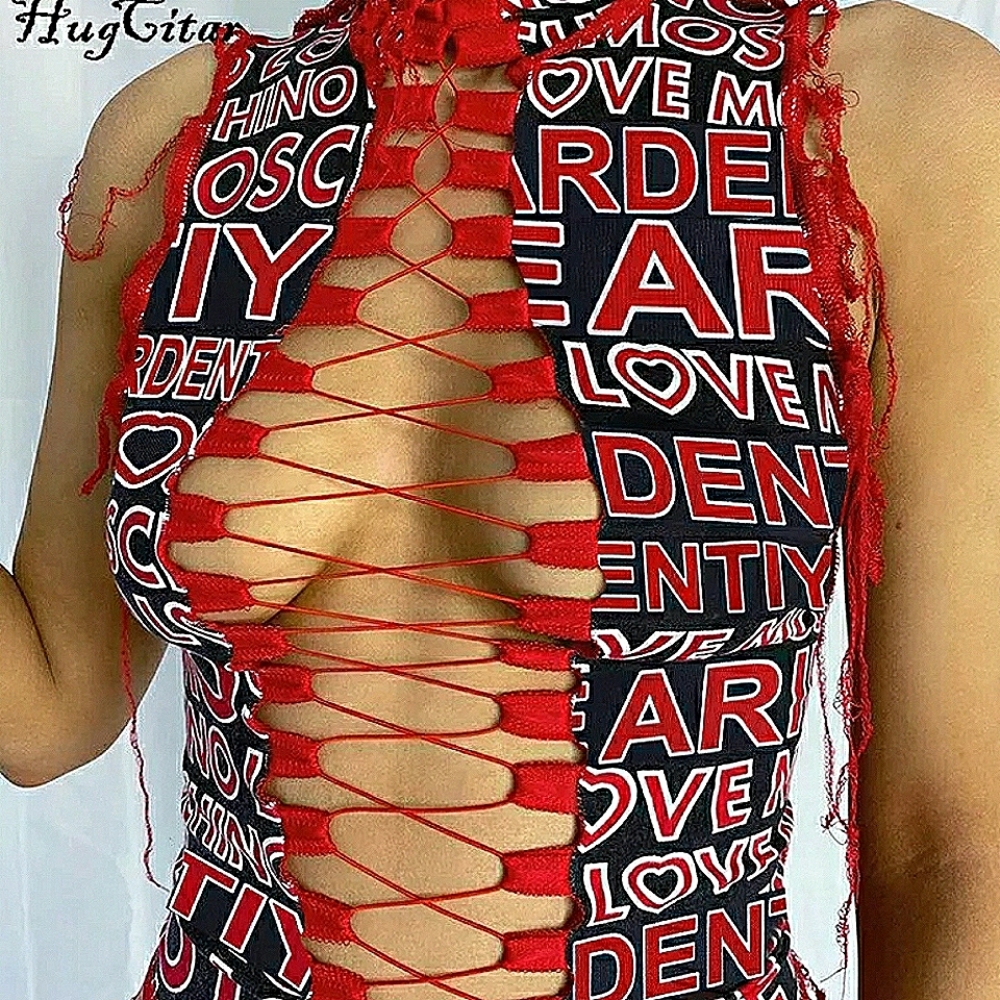 💋CUT OUT CROP TOP SLEEVELESS LETTER PRINT!!!